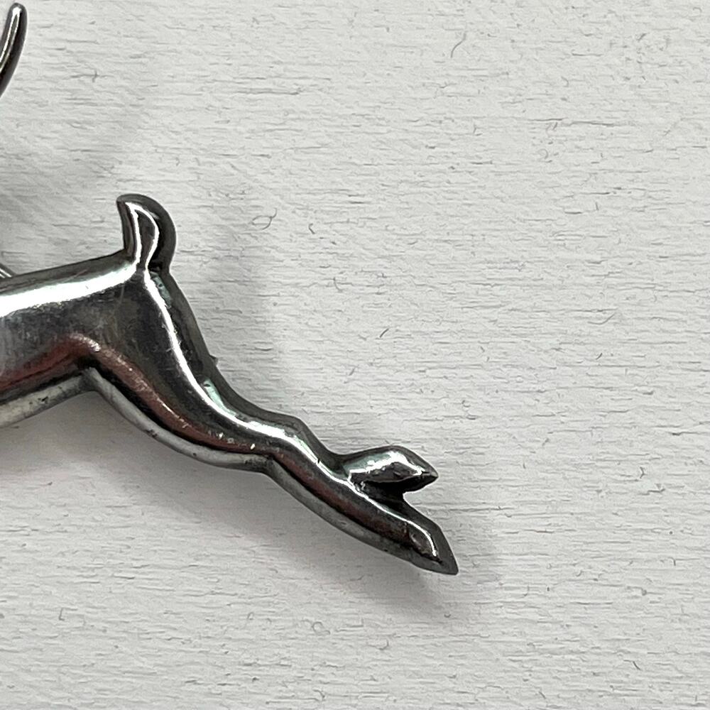Vintage Mid Century Mexico 925 Sterling Silver Leaping Deer Stag Brooch Pin - Picture 5 of 10